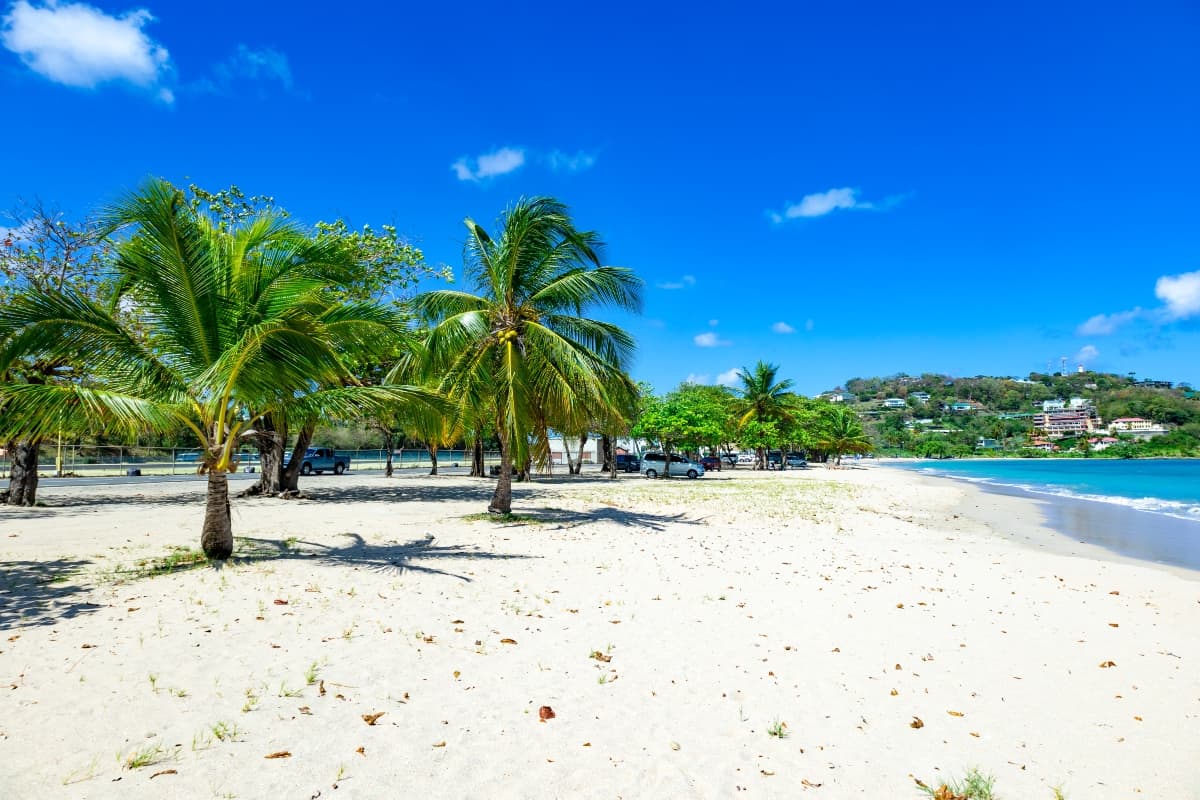 Vigie beach facilities and parking in background