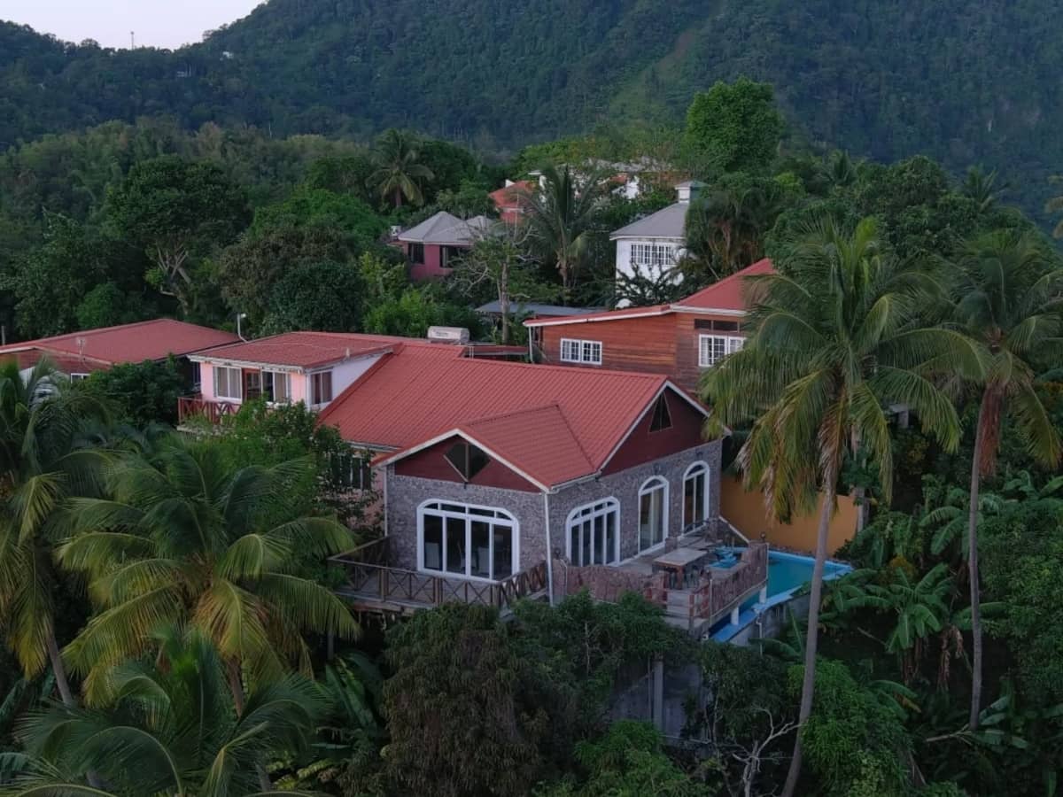 Drone view of the entire villa hotel